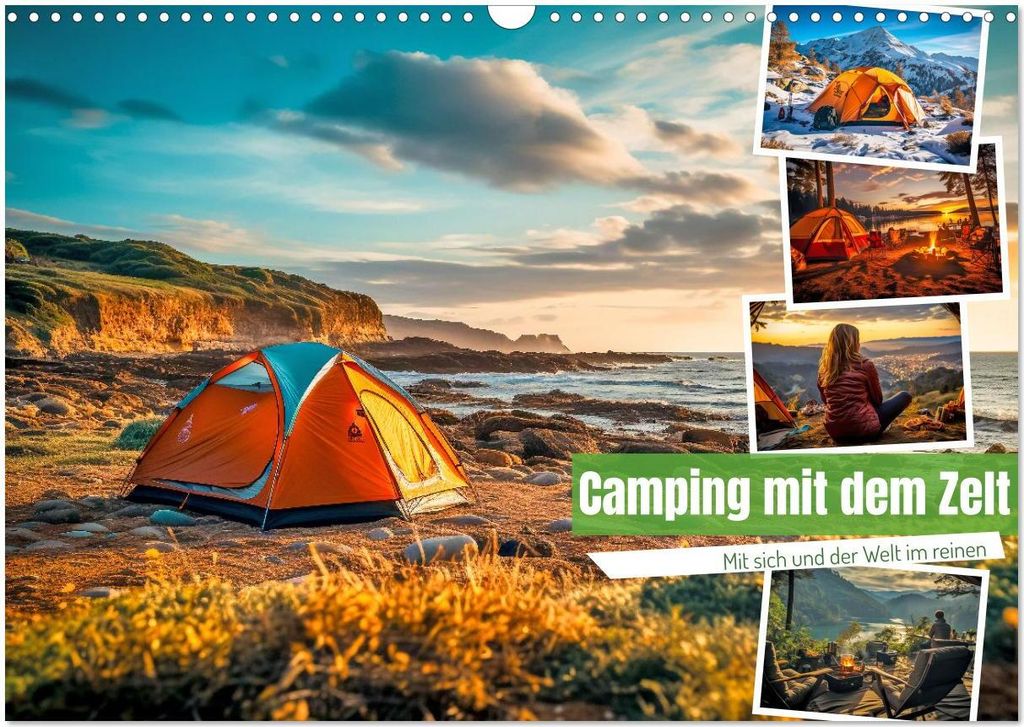 Camping mit dem Zelt (Wandkalender 2026 DIN A3 quer), CALVENDO Monatskalender