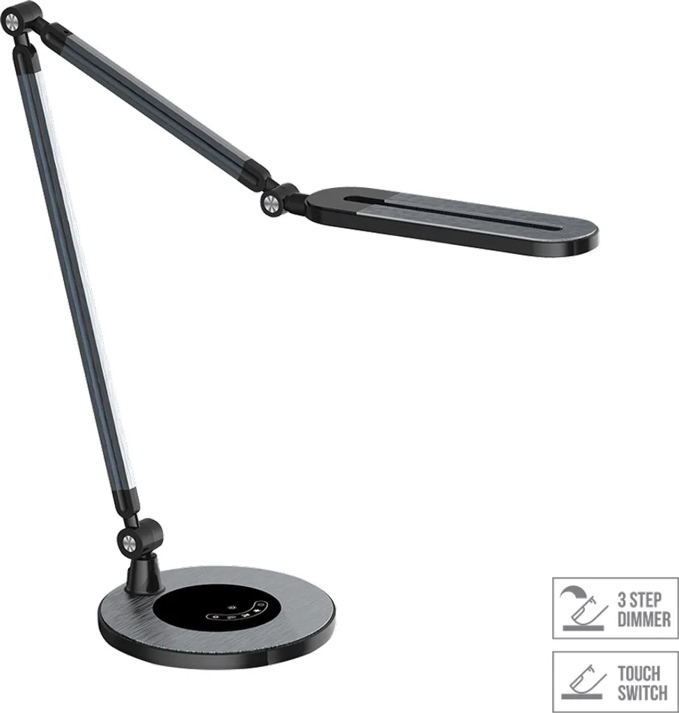 Lampe de bureau design pour télétravail LED PTYAS 10W gris foncé LED