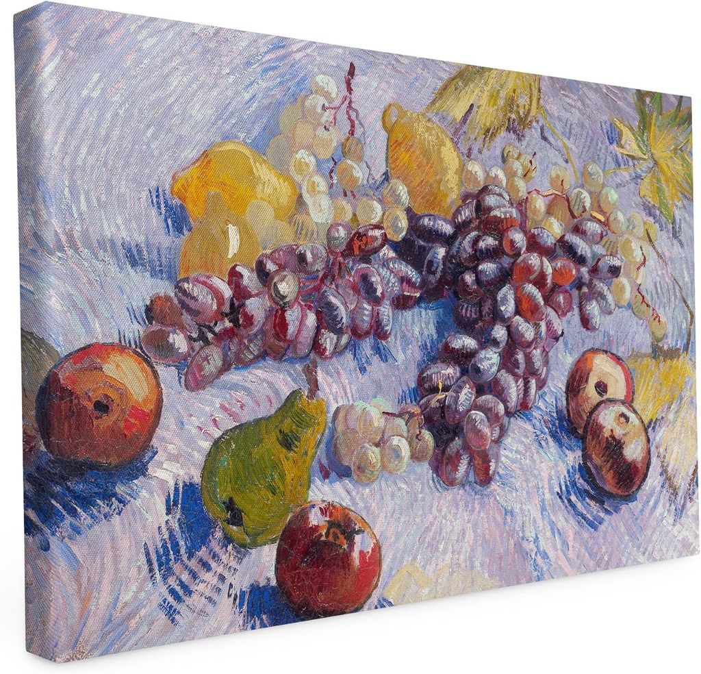 Gemälde Van Gogh auf Leinwand gedruckt - 60L x 90B - Trauben, Zitronen, Birnen und Äpfel - Wandbild - 2cm Holzrahmen - 280g starker Canvas Kunstd...