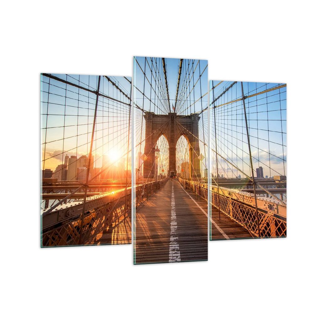 Bilder auf glas - New York Brücke - 130x100cm - Glasbilder - Wandbilder - Kunstdruck - zum Aufhängen bereit - Wanddekoration aus Glas - Glas Bild...