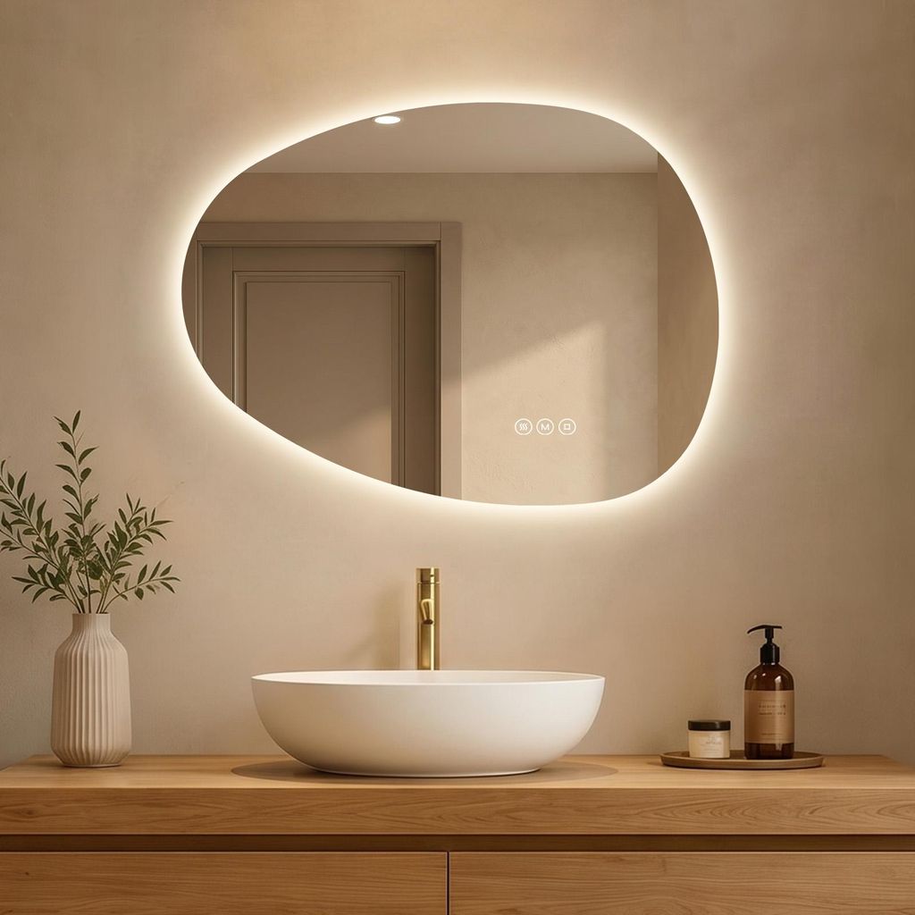 S'AFIELINA, espejo asimétrico de 60x45 cm con iluminación Imagen del producto 