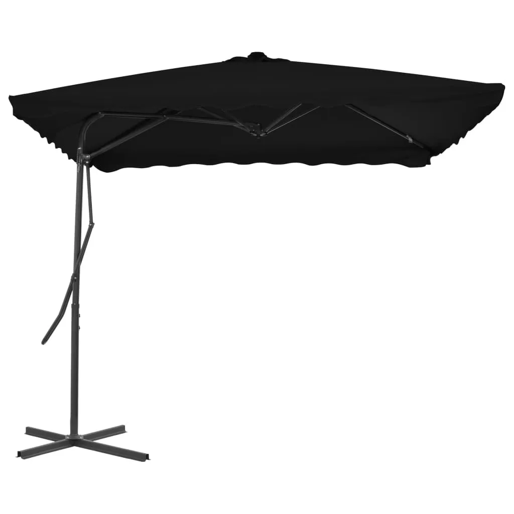 Parasol Mât Acier 250x250 cm avec Toile Noire Anti-UV Haute Densité