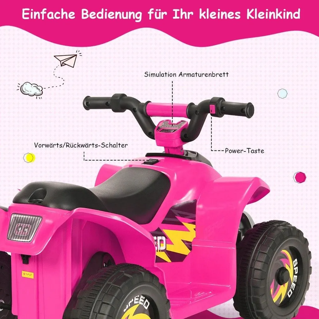 Quad Électrique Enfant Sécurisé 6V Rose - Évitez les Chutes et Glisses