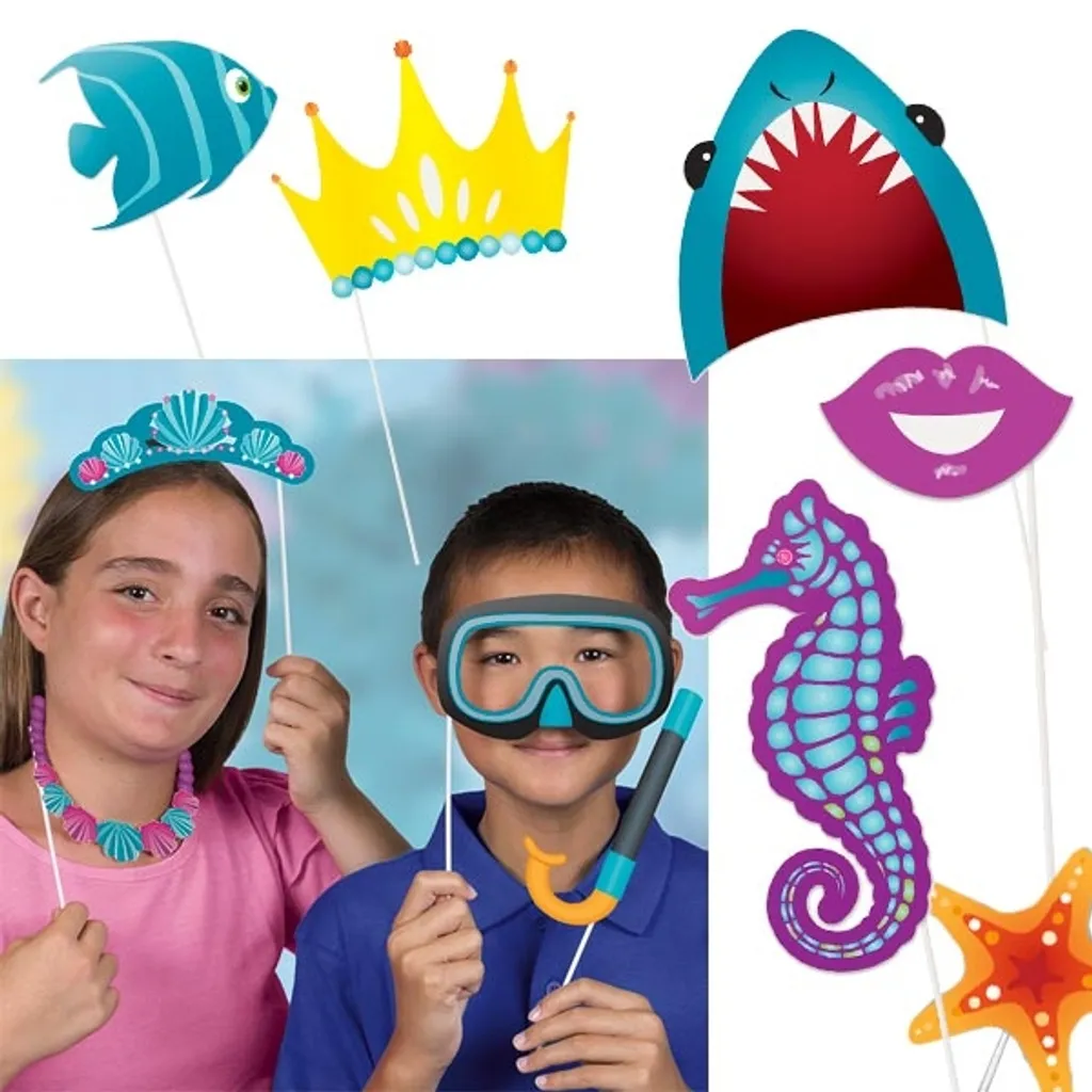 Accessoires selfie animaux de la mer en carton rigide, 10 motifs fun