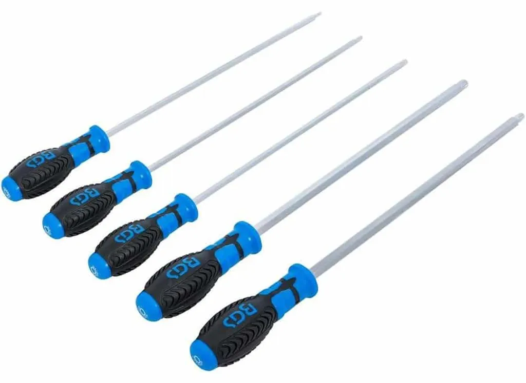 Jeu de 5 Tournevis Denture Multiple XZN D-Work en Acier Chrome Vanadium