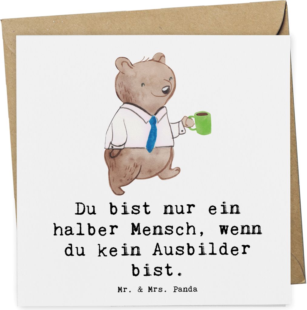Mr. & Mrs. Panda Glückwunschkarte Ausbilder Herz - Weiß - Geschenk, anlasskarte, Spruch, faltkarte, Grußkarte, Beruf, doppelkarte, Jubiläum, Lu...