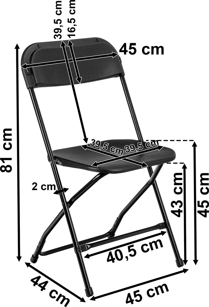 SIMPLO BLACK Chaise de Restauration Pliante Noire - Lot de 2 Pratique