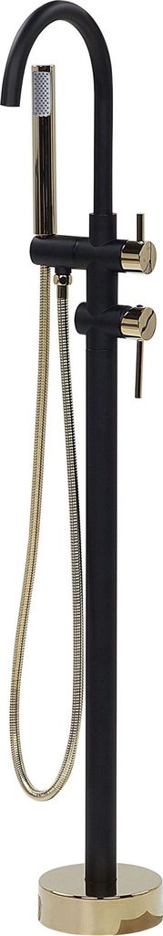 BELIANI Wannenarmatur Matt Schwarz mit Gold aus Messing Exklusive freistehende Badewannenarmatur Elegant Modern