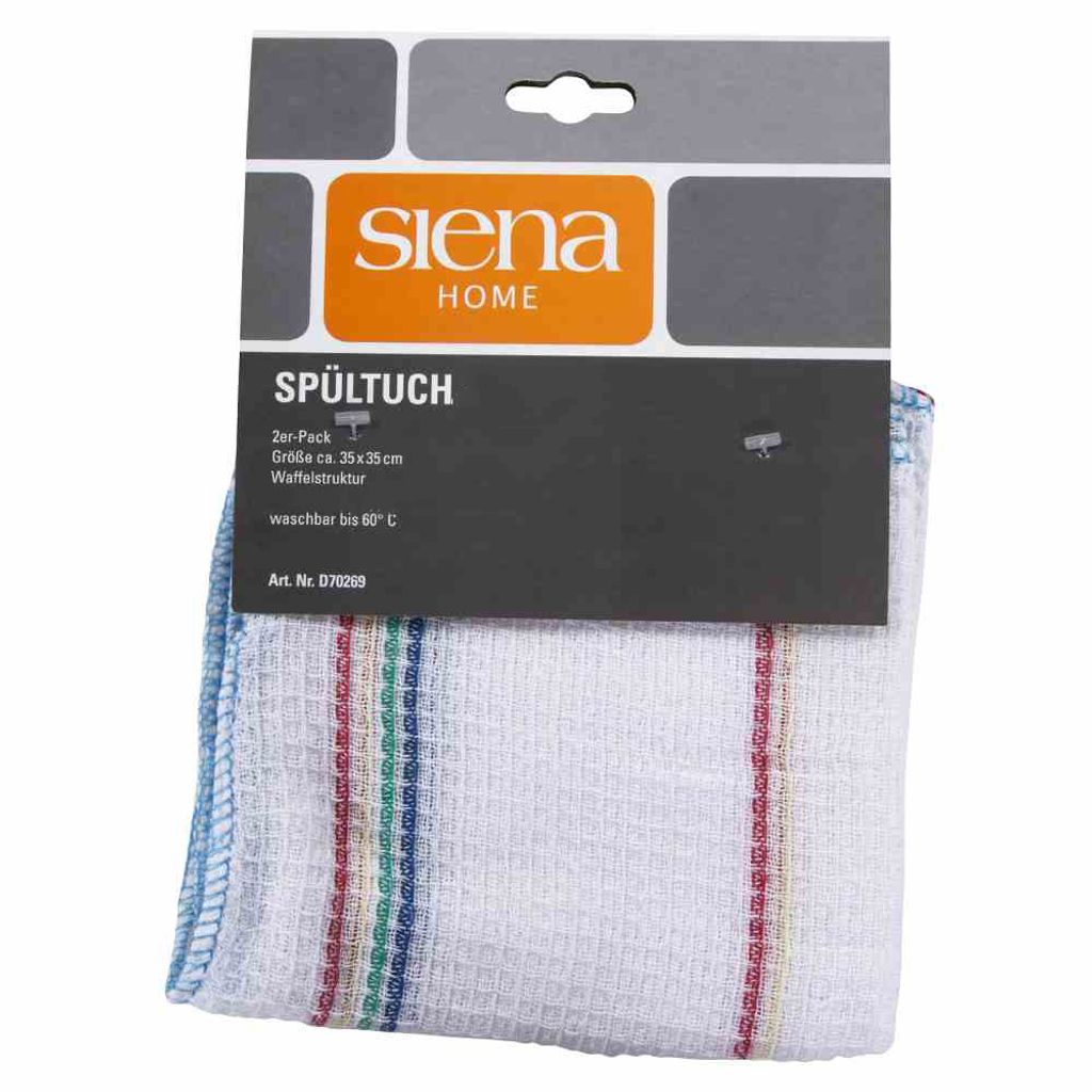 Siena Home 907-51974 Spültuch Perfetto 35 x 35 cm, 70 % Baumwolle & 30 % Fasern, weiß/mehrfarbig (2er Pack)