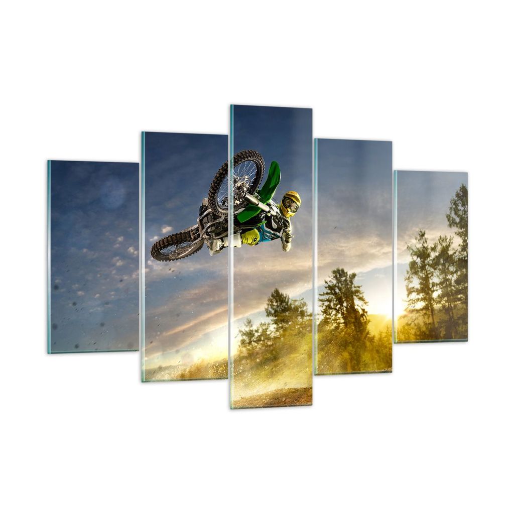 Bilder auf glas - Motorrad Extrem Spaß Wettbewerbe - 150x100cm - Glasbilder - Wandbilder - Kunstdruck - Wanddekoration aus Glas - Glas Bilder - Wa...