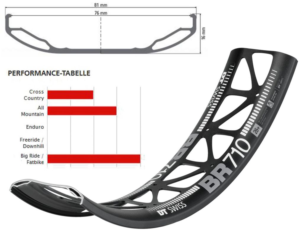 Dt Swiss Br 710 26 76 Db Vi Disc Mtb Felge Silber 26´´ 32H Produktbild 6