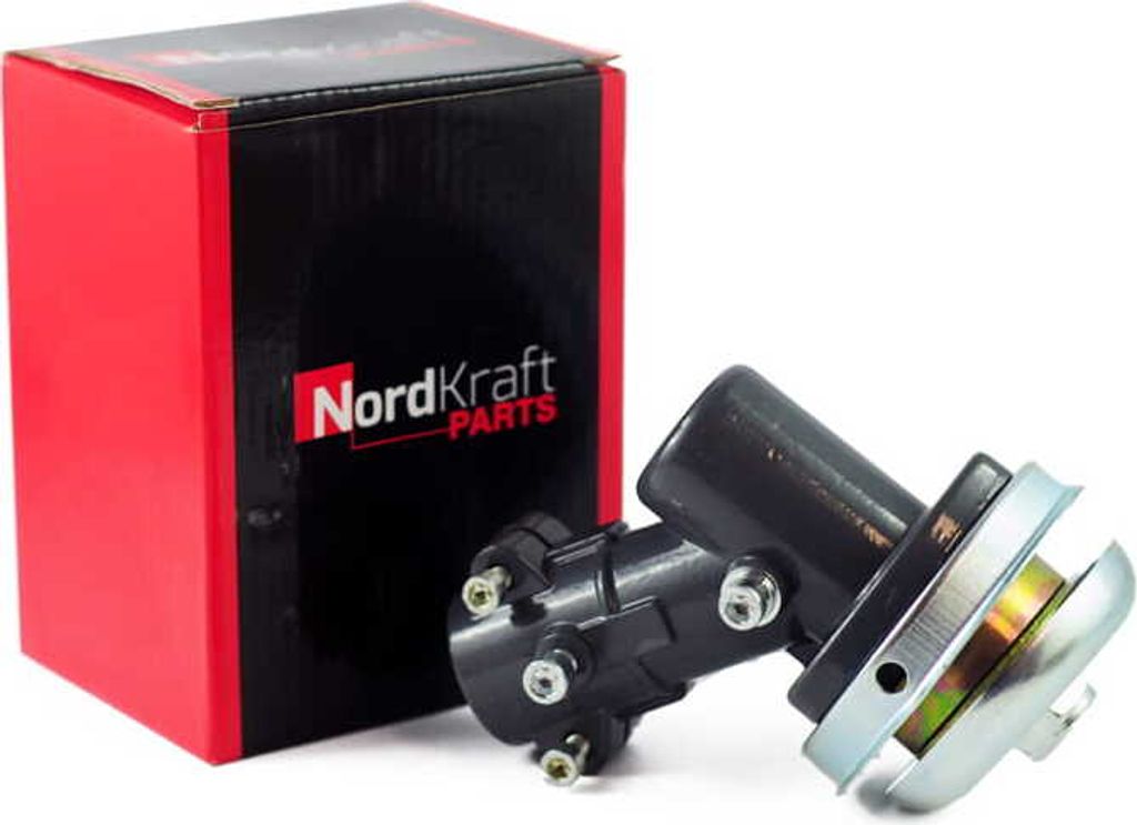A product box and a garden tool attachment are shown against a white background.