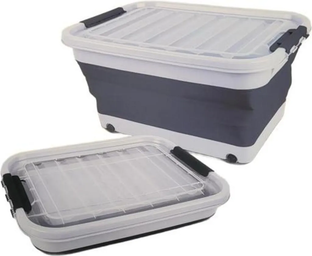 Caisse de rangement plastique pliable 65L Camp4 sur roulettes noires - 5