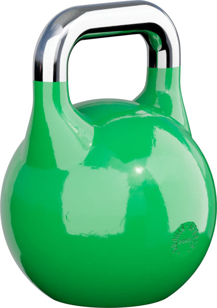 GORILLA SPORTS Kettlebell Competition - Gewicht 24 kg, aus Massivstahlguss, Grün - Kugelhantel, Wettkampf Hantel, Schwunghantel