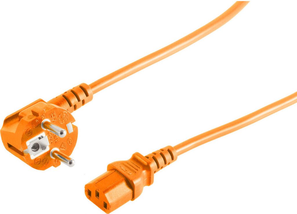 Schutzkontakt 90°/Kaltgerätebuchse orange 5m