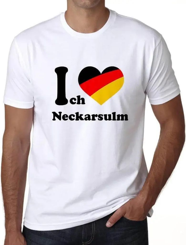 Herren Grafik T-Shirt Ich Liebe Neckarsulm Öko-Verantwortlich Vintage Jahrgang Kurzarm Lustige Druck Geburtstag Geschenk Mann