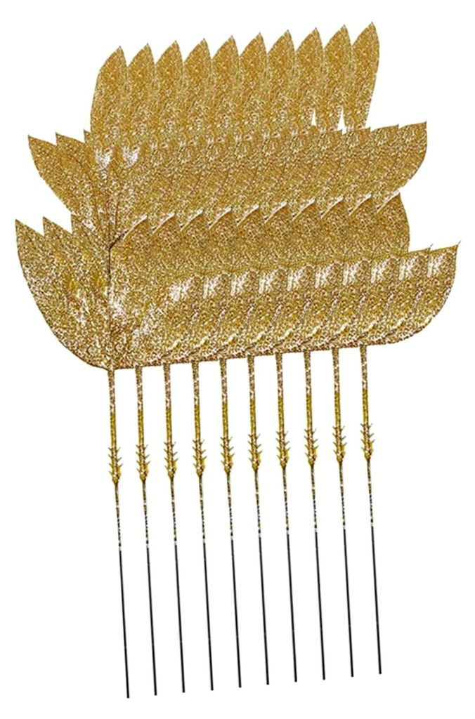 10 Stück Weihnachtsglitzerblatt-Picks aus Kunststoff für die Dekoration von selbstgemachten Weihnachtskränzen und festlichen Bastelarbeiten für...