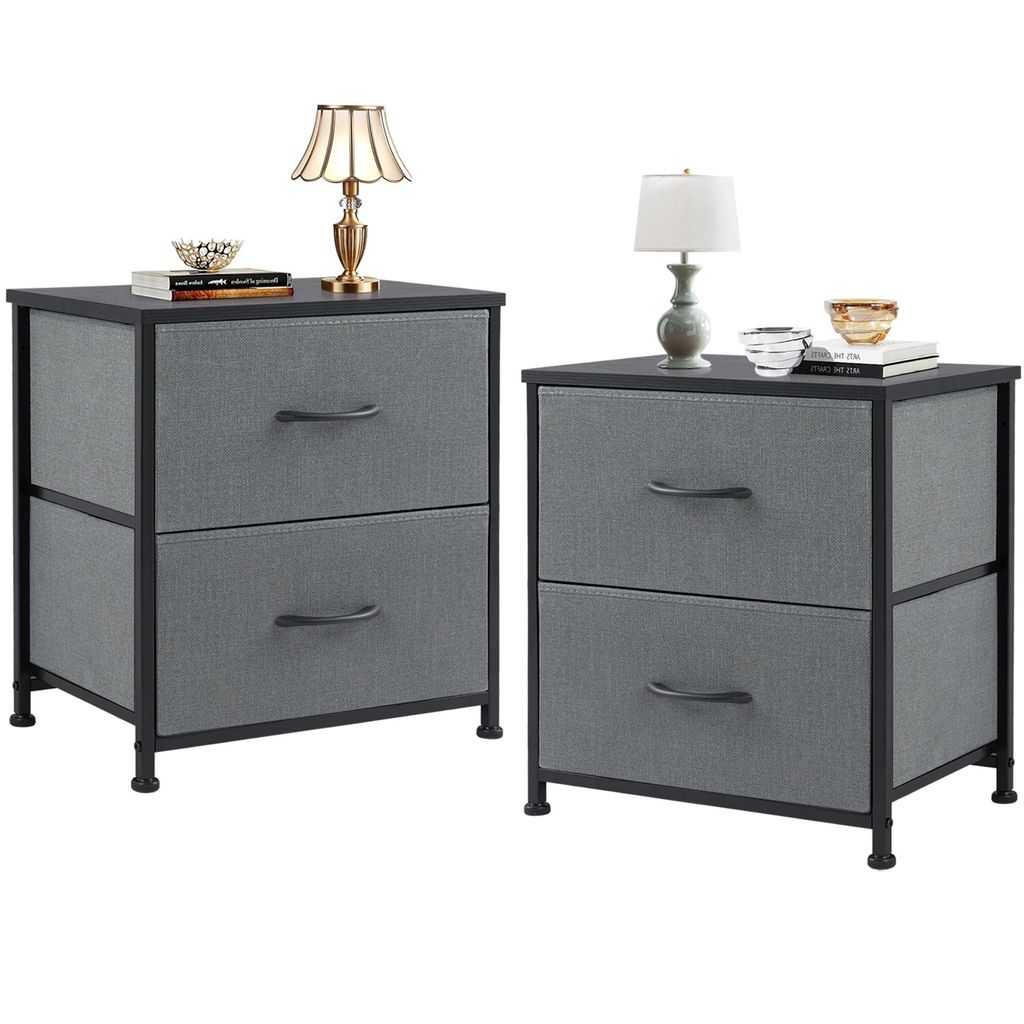 Ensemble de 2 tables de chevet, commode avec 2 tiroirs, Image du produit 