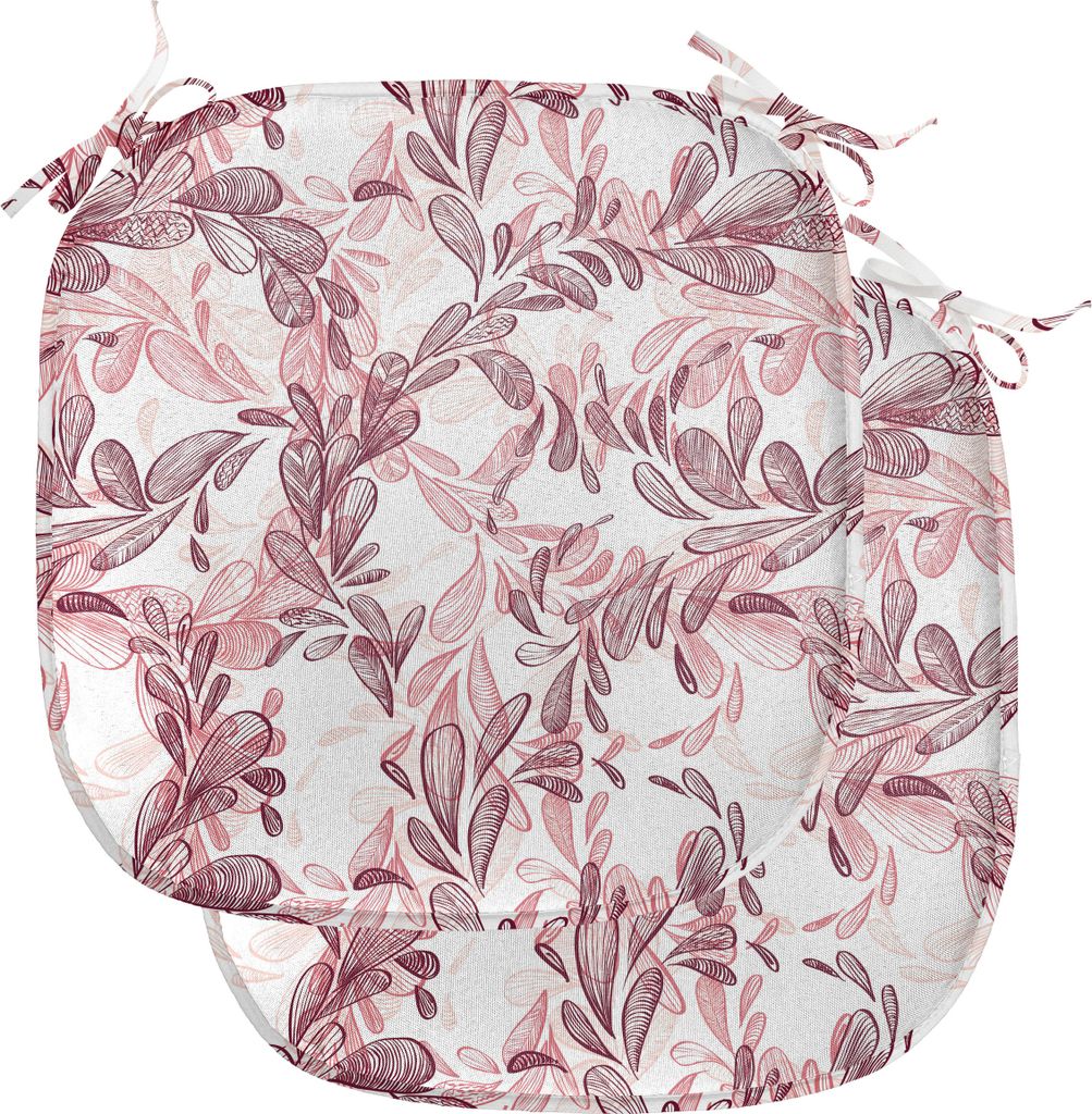ABAKUHAUS Blumen Polster für Esszimmerstühle, Sketchy Leaves Petals, Dekoratives wasserfestes Kissen mit Riemen für Küchensitze, 40 cm x 40 cm-...