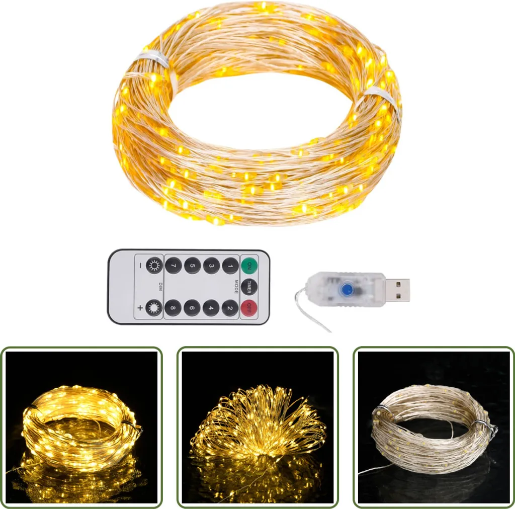 Guirlande LED 30m blanc chaud grand format 300 ampoules basse conso