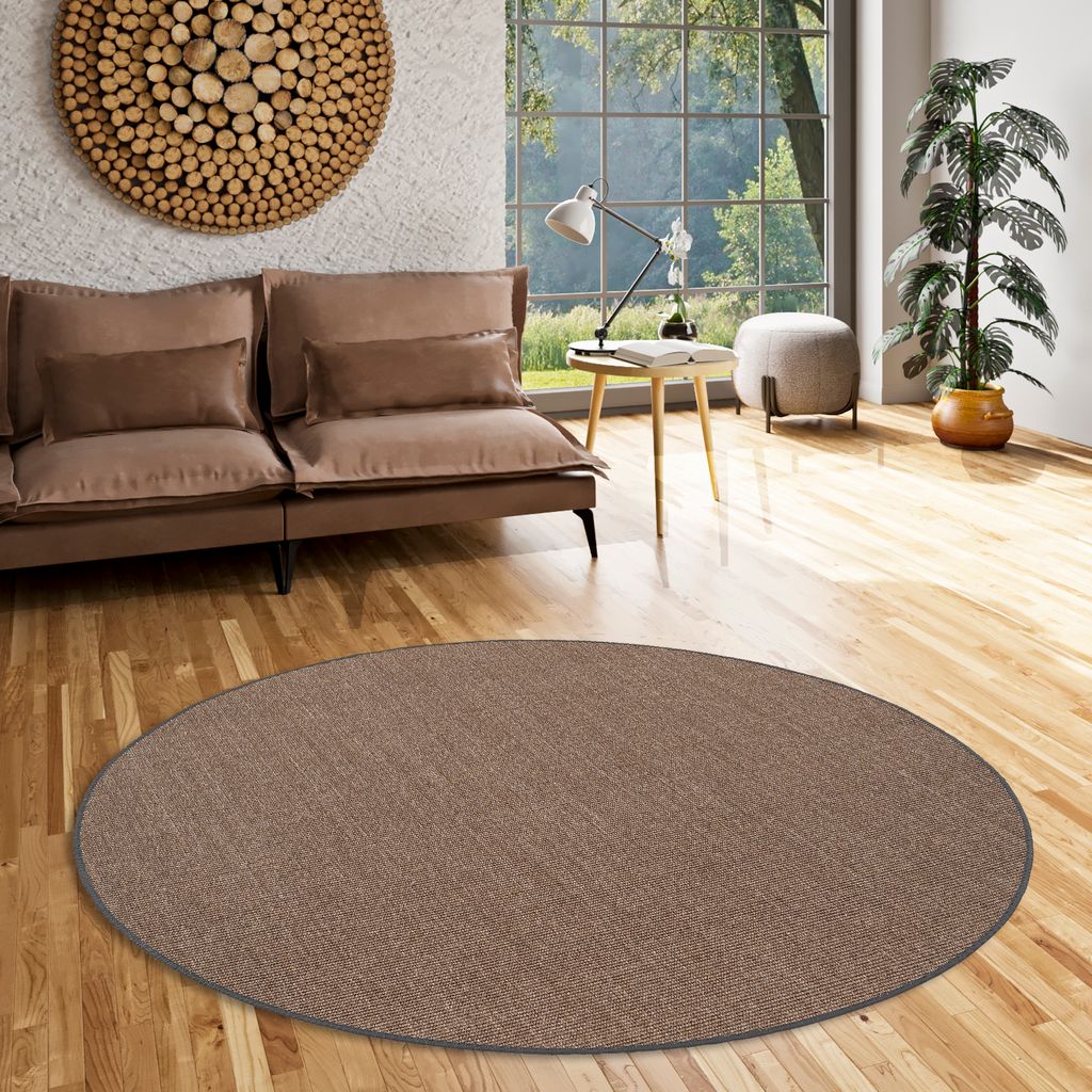 Sisal Natur Teppich Astra Grau Mix Rund, Größe:200 cm Rund