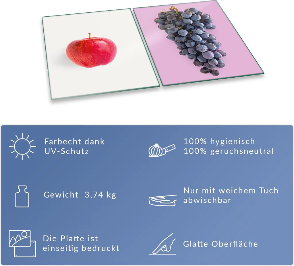Piastre di copertura per fornelli Ceran splashback vetro universale 2 pezzi 2x40x52 frutta colorata - 7