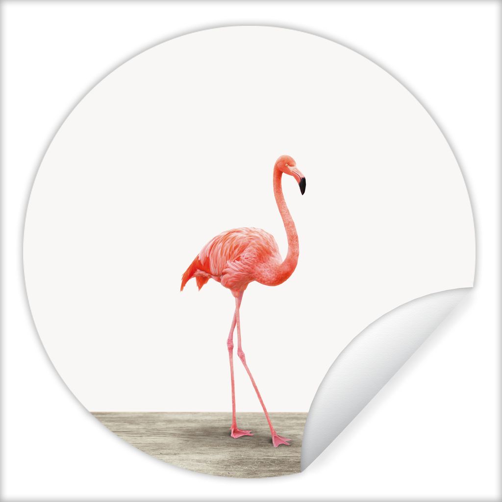MuchoWow Runde Wandtattoo - Wandsticker Tapete Aufkleber Flamingo - Rosa - Vogel - Mädchen - Jungen - Kind Ø 30 cm Selbstklebend und Reposition...