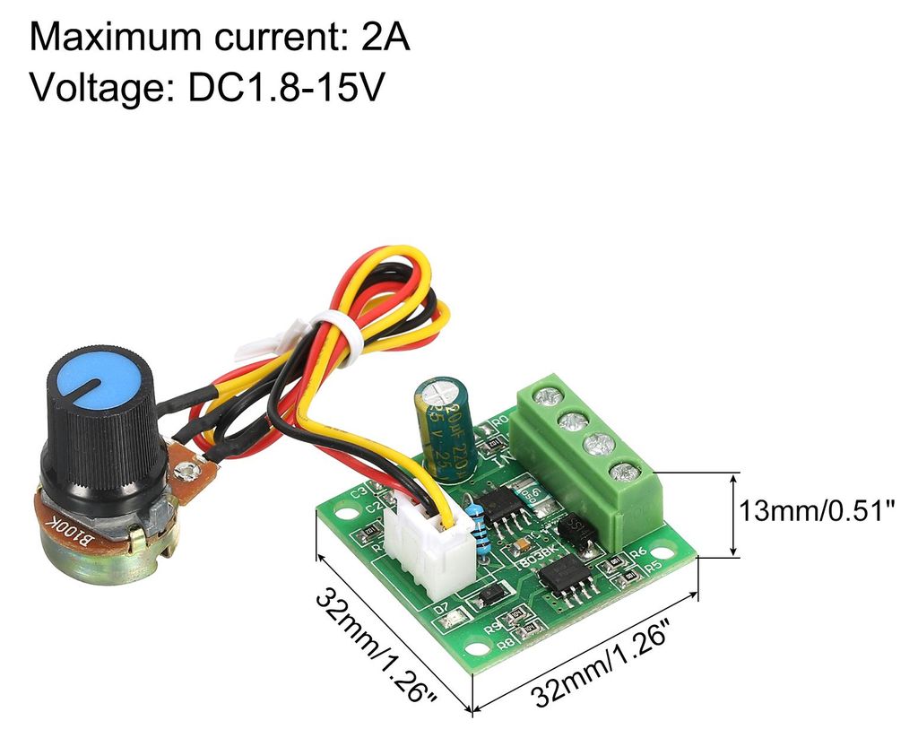DC 1.8V 3V 5V 6V 12V 2A 1803BW DC Motor Drehzahlregler Breite Module Paket mit 3