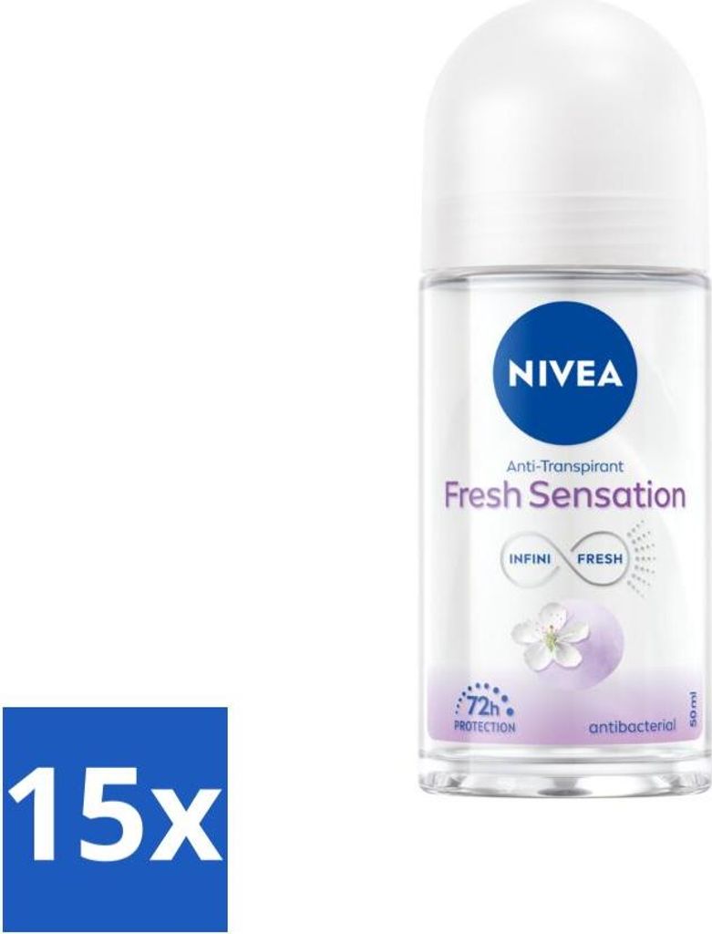 NIVEA - Deodorant Roller - Fresh Sensation - 72 Stunden Antitranspirant - 50 ml - Vorteilspack - 15 Stücke