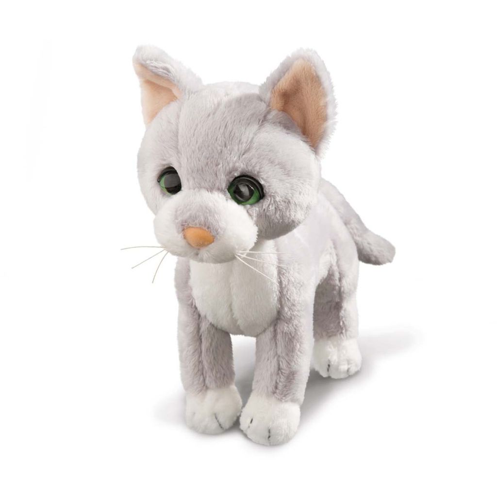 NICI Katze Stehend, Plüschtier, Plüsch Tier, Kuscheltier, Polyester, Weiß / Schwarz, 22 cm, 41562