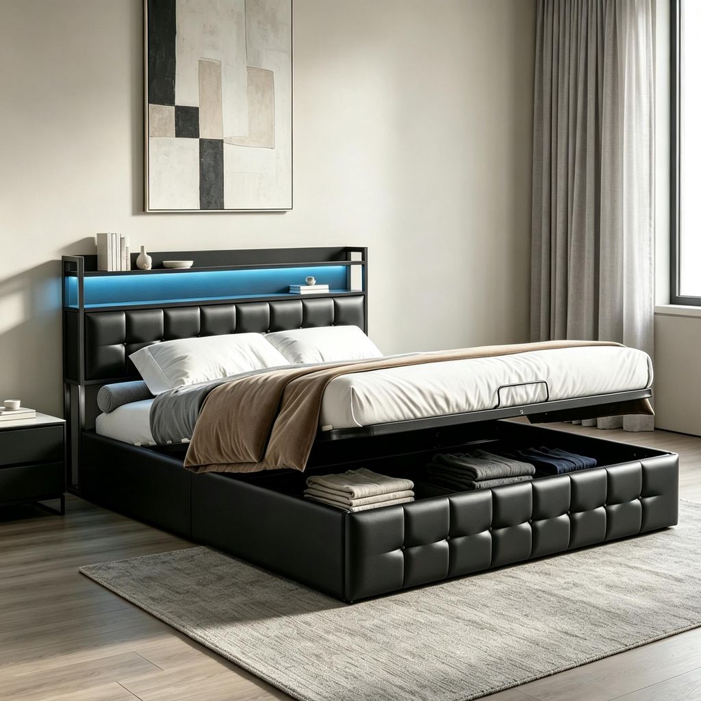 INONEFT, lit capitonné 140 x 200 cm avec espace de Image du produit 