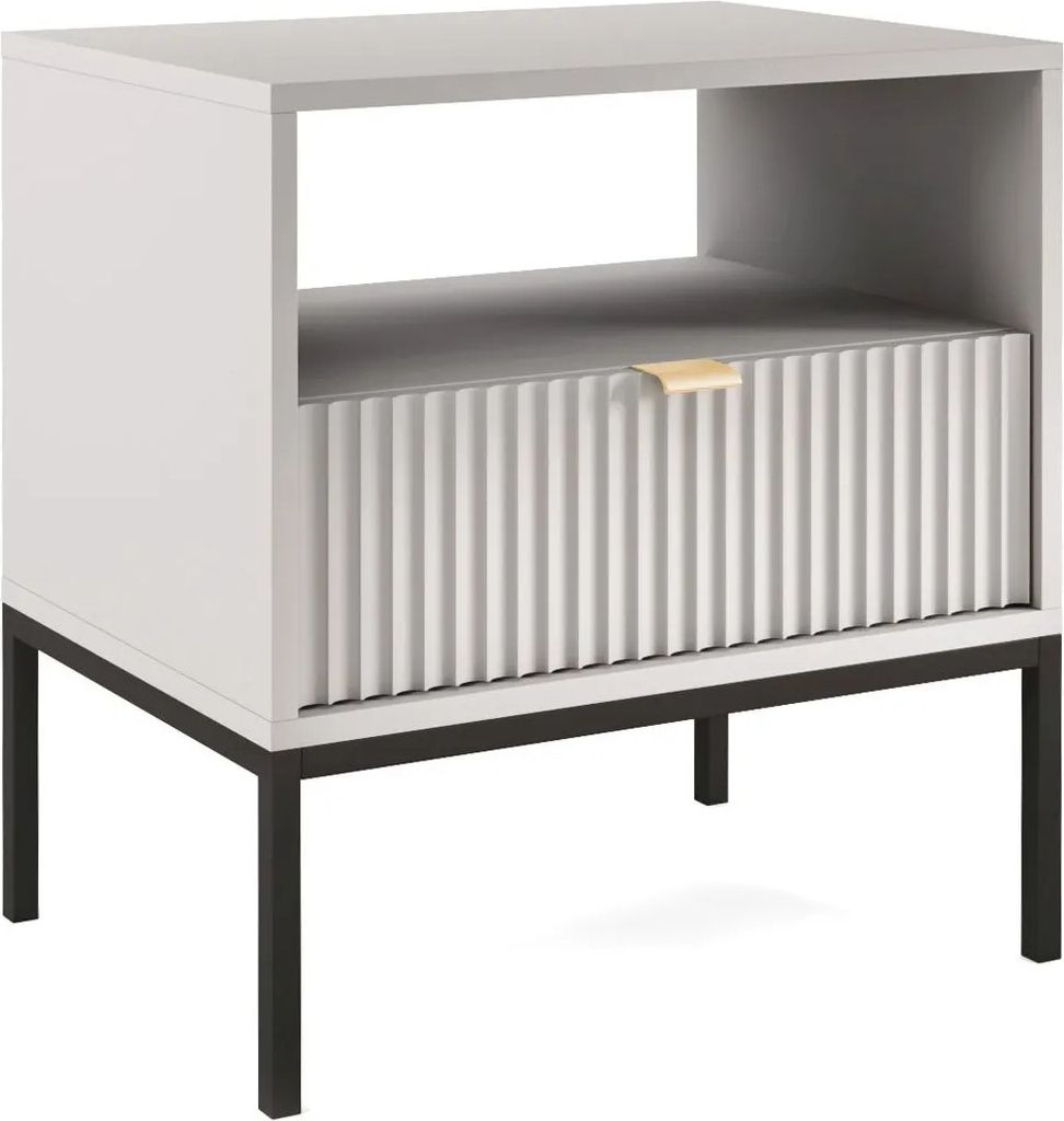 Nachttisch MISHEEL grau 54x39x56 cm mit Schublade und Produktbild 
