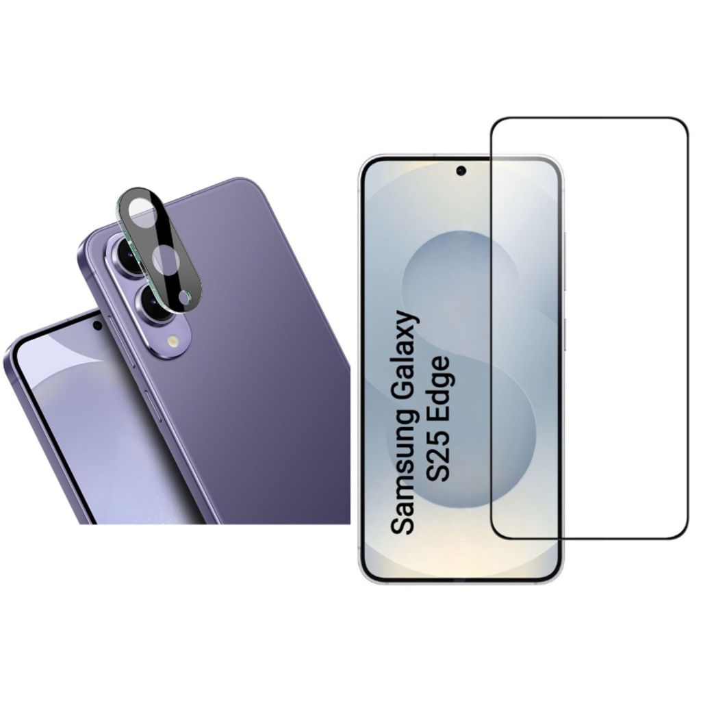 CLM-Tech 2er Set Schutzfolie kompatibel mit Samsung Galaxy S25 Edge - 1X Panzerfolie + 1X Kameraschutz Kameraglas Panzerglas Displayschutz 9H Glas ...