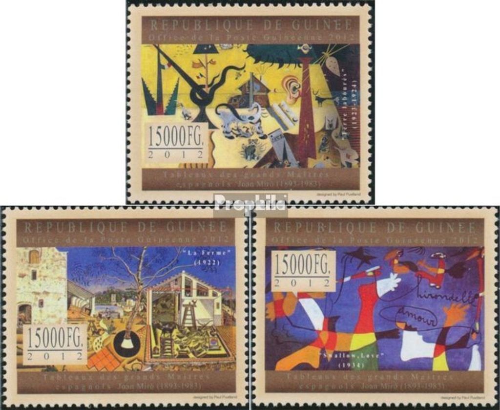 Briefmarken Guinea 2012 Mi 9689-9691 (kompl. Ausgabe) postfrisch Spanische Meister (Joan Miro)