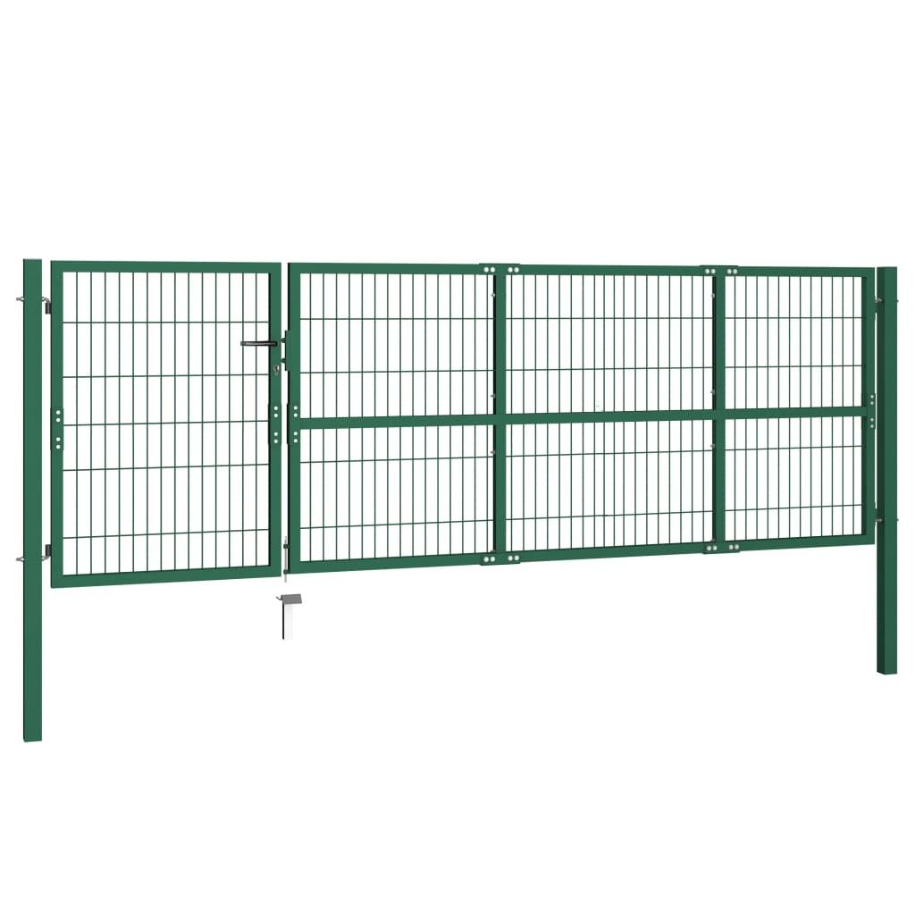 vidaXL Gartentor mit Pfosten 350x100 cm Stahl Grün Produktbild 