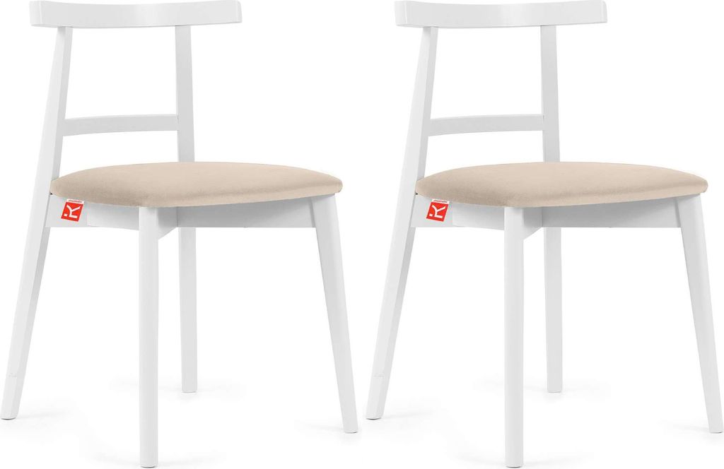 KONSIMO Esstischstühle 2 St "LILIO", Creme, Buchenholz, Vintage, 47x76,5x45cm