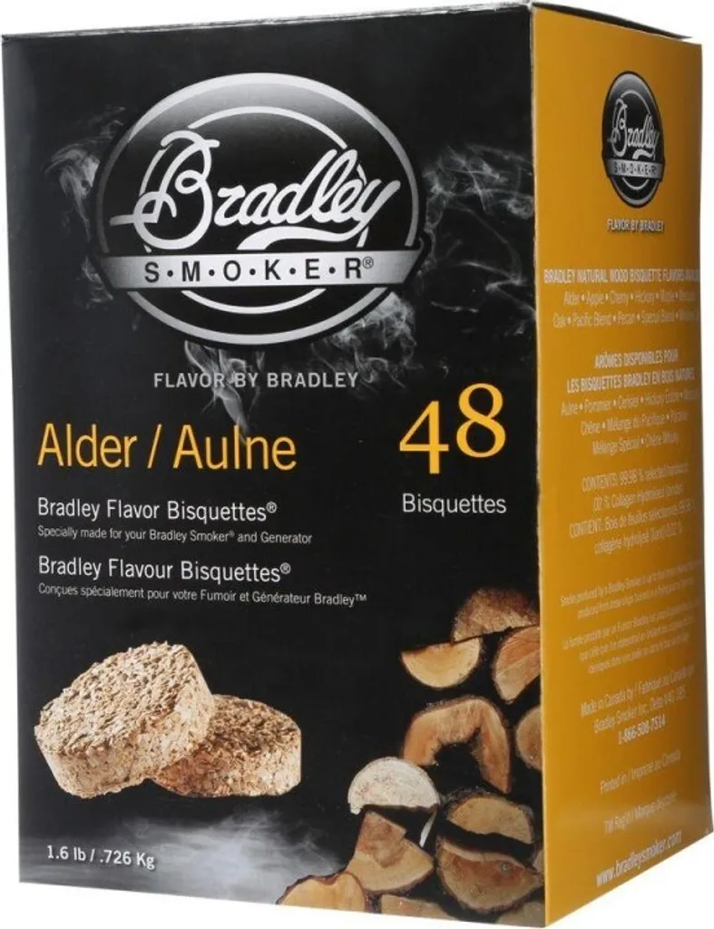 Briquettes Bradley Smoker Alder Aulne 48 pcs pour fumoir original