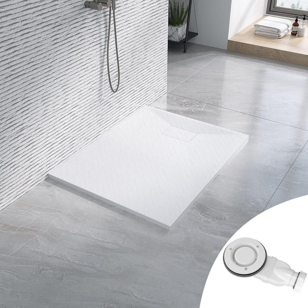 100 x 80 cm Duschwanne Duschwannen-Set SMC Duschtasse Weiß Produktbild 