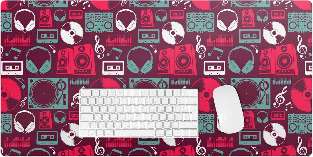 Musikalisches Retro-Muster – Schreibtischunterlage – Rutschfeste Tischunterlage – Schreibtischmatte für Büro & Zuhause – Schreibunterlage...
