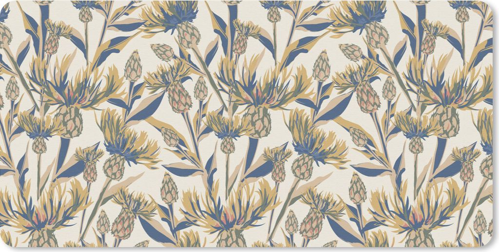 MuchoWow Mauspad Mousepad Blumen - Muster - Gestaltung - Natur 60x30 cm - Mousepads - Maus Mat - Pad - Mausunterlage - Nachhaltig