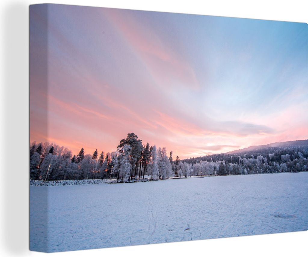 OneMillionCanvasses - Leinwandbilder - 140x90 cm, Die Winterlandschaft bei Oslo, Norwegen, Wandbilder Kunstdruck Wanddekoration - Foto auf Leinwa...