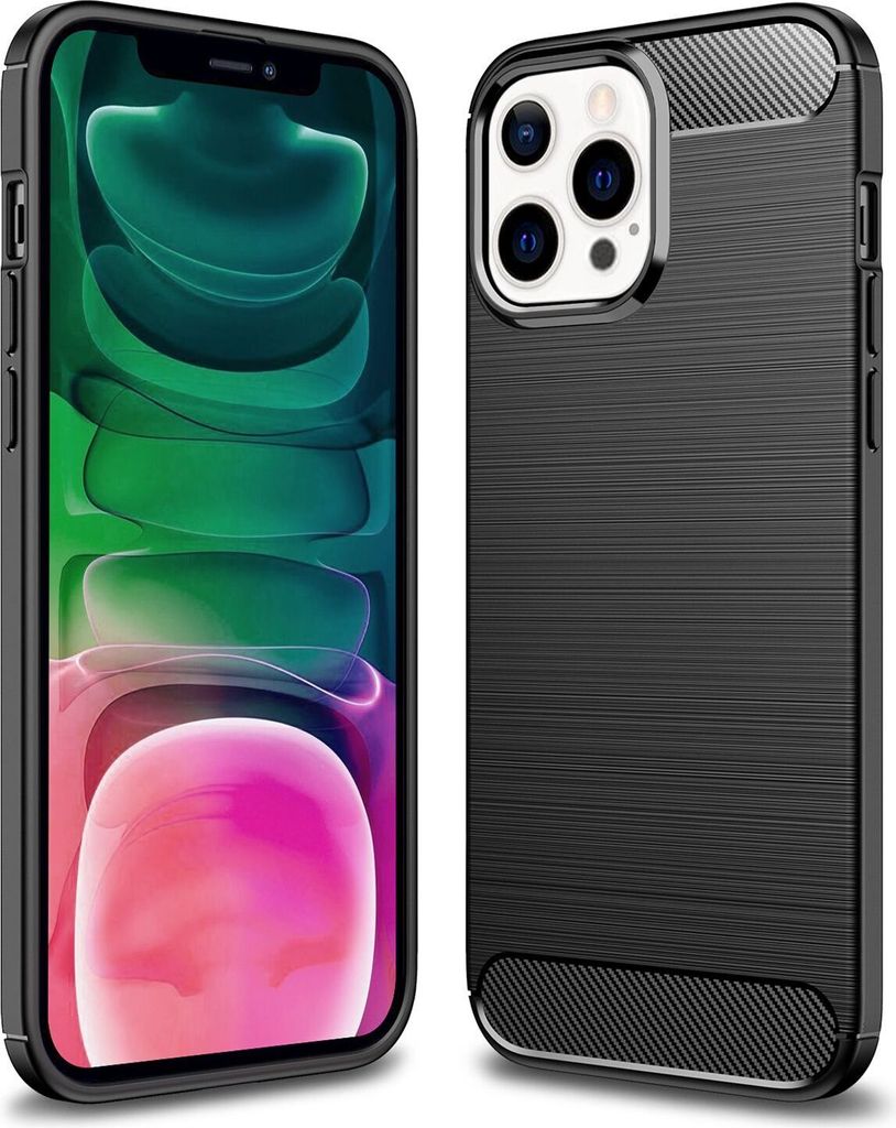 NALIA Carbon Look Case für iPhone 13 Pro, Schwarz Silikon Produktbild 