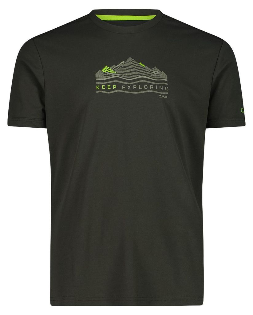 CMP Herren T-Shirt aus Piqué mit Dry-Function und Adventure-Print grün 52