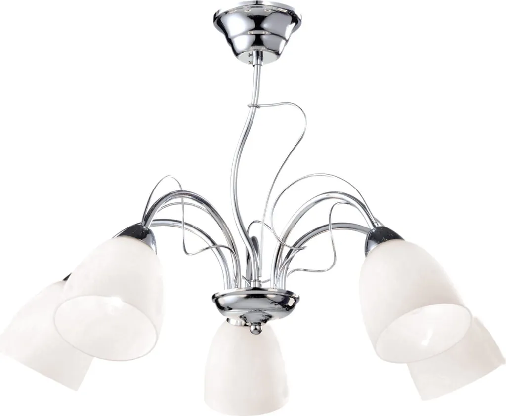 Plafonnier lustre 5 bras ARON métal chromé - Éclairage de salon élégant