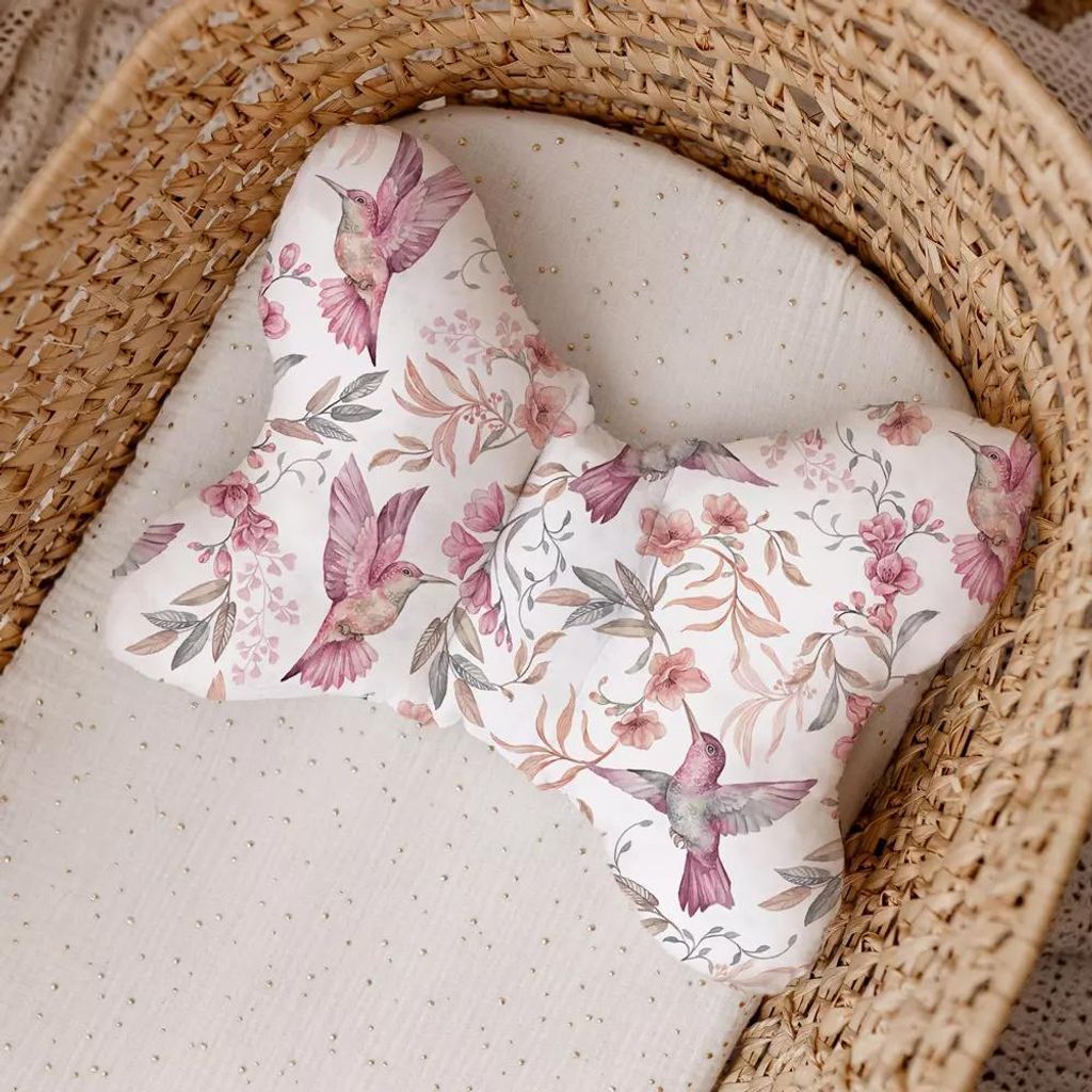 Muminky | Babykissen - Schmetterling - Rosa Kolibris - Anti-Schock - Hypoallergen - Handgefertigt