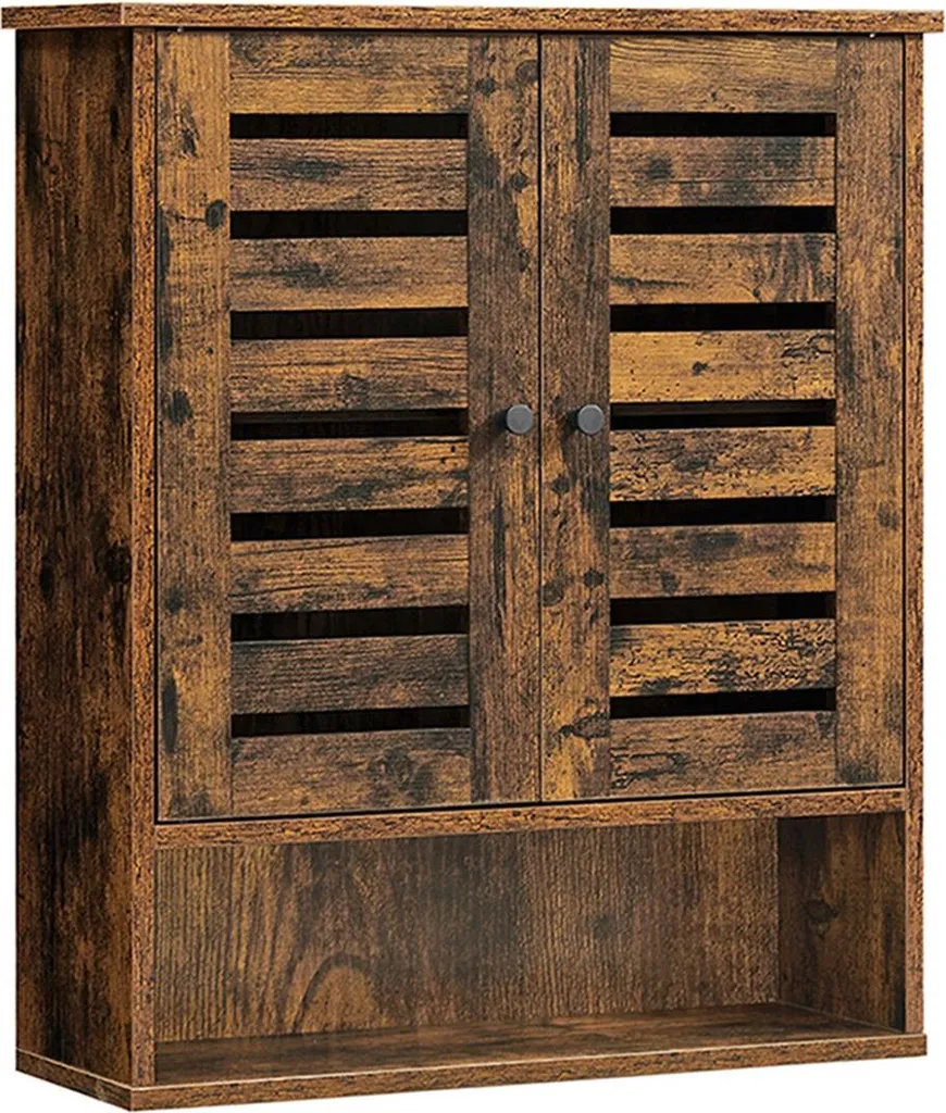 Gagner de la place avec cette armoire murale brun vintage à 2 portes
