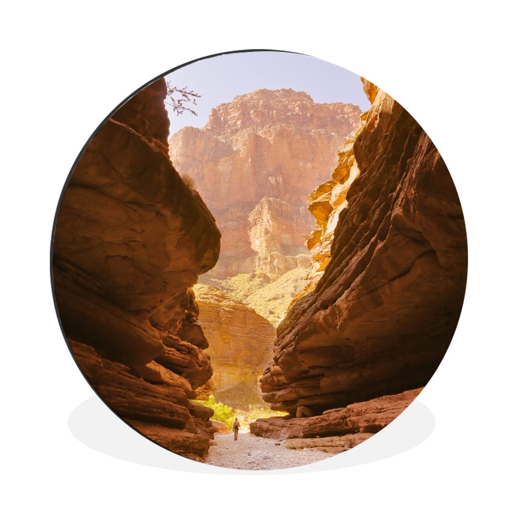 MuchoWow Aluminium Wandkreis Mann wandert durch den Grand Canyon Ø 30 cm Wanddeko Modern Wohnzimmer - Wand Bild - Wohnzimmer - Runde Bilder - Al...