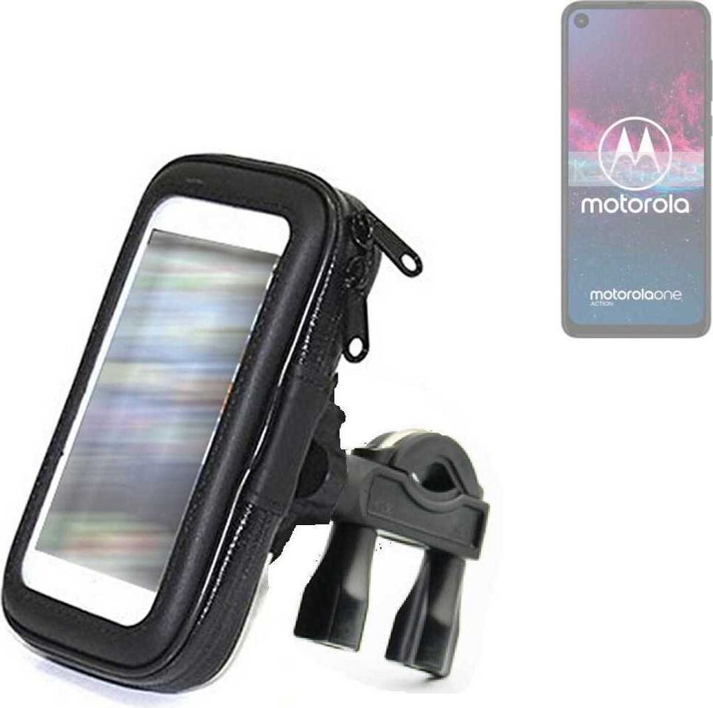 K-S-Trade Fahrrad-Halterung kompatibel mit Motorola one action Handy-Halterung Halter Lenkstange Fahrradhalterung Motorrad Bike Mount Wasserabweisend