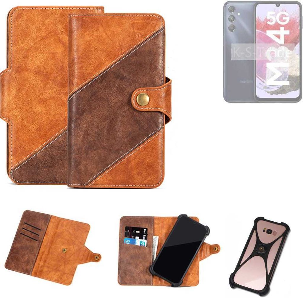 K-S-Trade Handyhülle Schutzhülle Bookstyle Case Wallet-Case kompatibel mit Samsung Galaxy M34 5G Cover Klapphülle Kantenschutz Smartphone