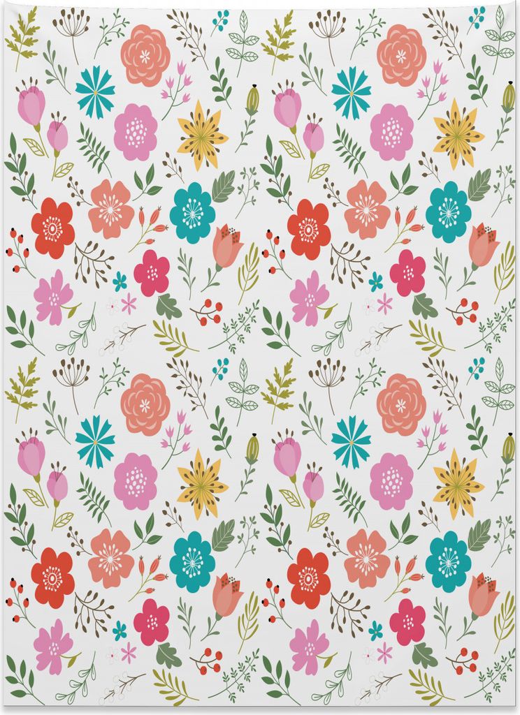 Abakuhaus Green Flower Wandteppich, Blätter und Blütenblätter aus Weiches Mikrofaser Stoff Kein Verblassen Klare Farben Waschbar, 110 x 150 cm, ...